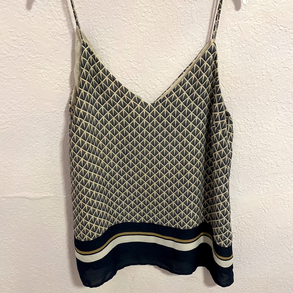 Lines and stripe blue white and gold blouse